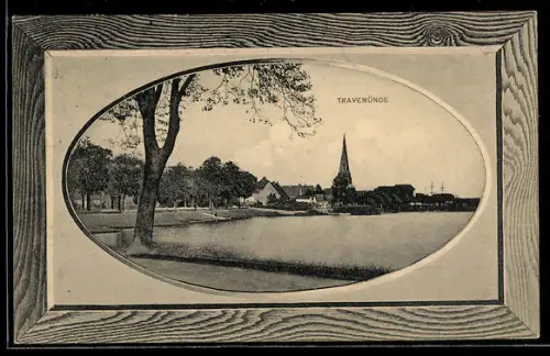 AK Travemünde, Panorama mit Kirche