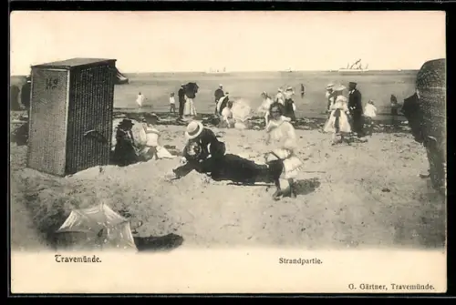 AK Travemünde, Ein Sommertag am Strand um 1905
