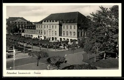 AK Travemünde, Casino mit Strassenkreuzung aus der Vogelschau