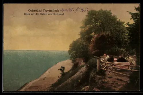AK Travemünde, Ostseeblick vom Gasthaus Seetempel aus