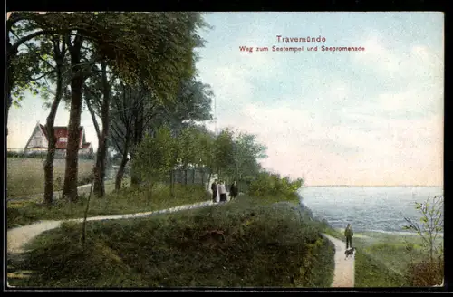 AK Travemünde, Weg zum Seetempel und Seepromenade