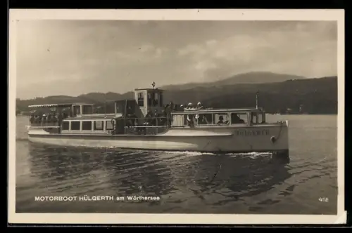 AK Motorboot Hülgerth in Fahrt auf dem Wörthersee