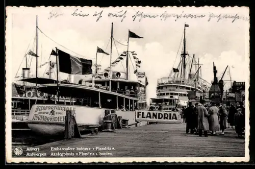 AK Anvers, Embarcadère bateaux Flandria, Passagierschiff