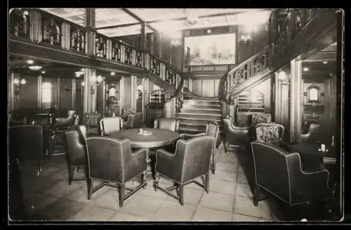 Foto-AK Passagierschiff Hamburg der Hamburg-Amerika Linie, Rauchsalon 1. Klasse