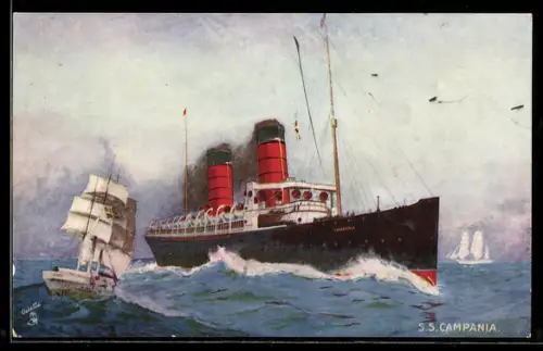 AK Passagierschiff S.S. Campania hohe Fahrt laufend