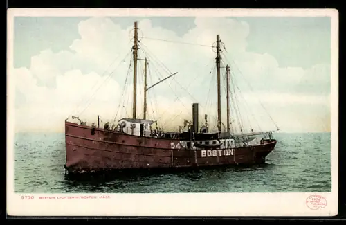 AK US-amerikanisches Feuerschiff Boston auf Station liegend