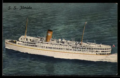 AK Passagierschiff S.S. Florida der P. & O. Steamship Co. aus der Vogelschau