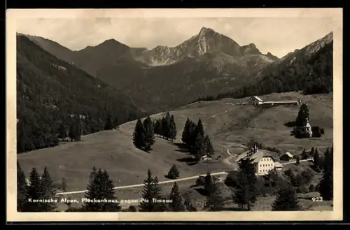AK Plöckenhaus /Karnische Alpen, Blick auf das Berghaus gegen den Pic Timeau