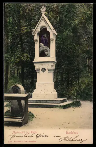 AK Karlsbad, Marienbild im Walde
