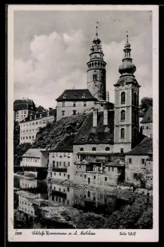AK Krumau, Schloss in der Aussenansicht
