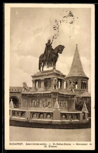 AK Budapest, St. Stefan-Statue
