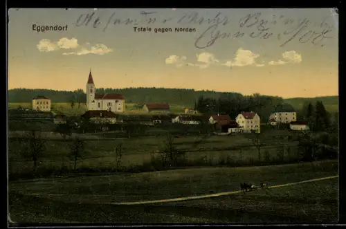 AK Eggendorf, Totale gegen Norden, Panorama mit Kirche