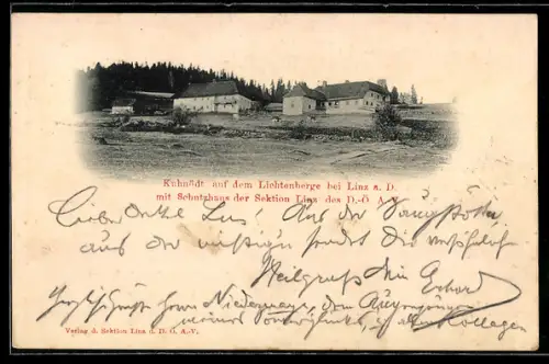 AK Lichtenberg bei Linz, Gasthaus Kuhenödt mit Schutzhaus der Sektion Linz DÖAV