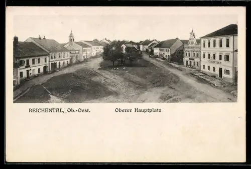 AK Reichental /Ob. Öst., Oberer Hauptplatz aus der Vogelschau, mit Volksschule
