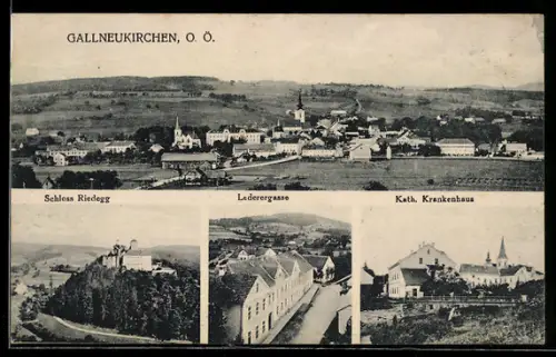 AK Gallneukirchen /O. Ö., Schloss Riedegg, Lederergasse, Kath. Krankenhaus