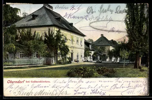 AK Gallneukirchen, Oberndorf, Gebäude m. Parkanlage u. Personen