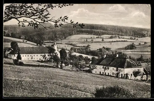 AK Eidenberg /Mühlkreis, Panorama mit Turmgebäude u. Feldern
