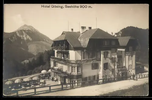 AK Gösing, Hotel Gösing mit Terrasse, Bergpanorama