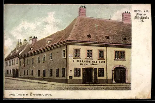 AK Wien, Gasthaus zur Stadt München H. Ohrfandl, Mariahilferstrasse 102