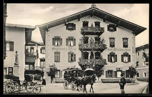 AK Lofer /Salzburg, Gasthof zur Post mit Strassenpartie