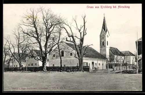 AK Kirchberg-Thening, Strassenpartie mit Kirche