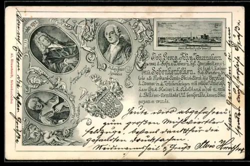 AK Schenkenfelden, Ortsansicht, Portraits H. Sohn Franz Dominicus, Wappen