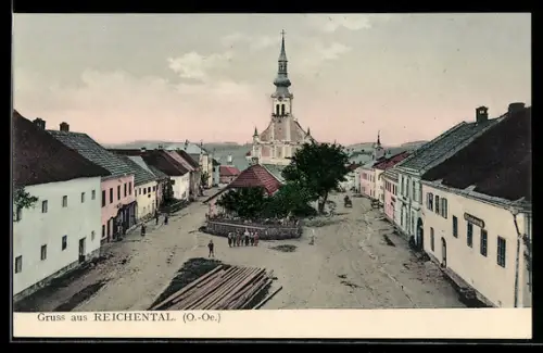 AK Reichenthal /O.-Oe., Strassenpartie mit Kirche