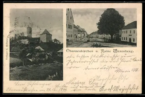 AK Oberneukirchen, Ruine Waxenberg, Ansicht vom Hauptplatz
