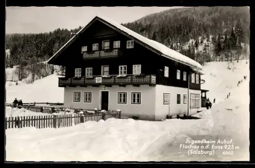 AK Flachau a. d. Enns, Jugendheim Auhof im Schnee