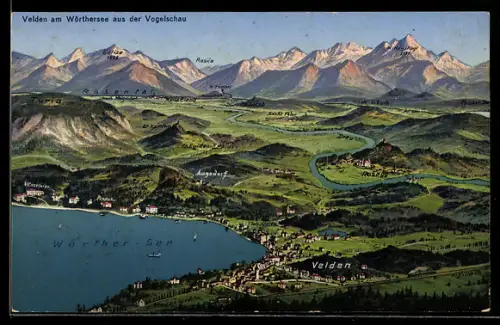AK Velden am Wörthersee, Gesamtansicht aus der Vogelschau