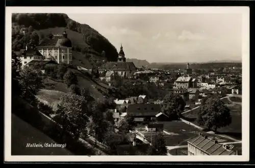 AK Hallein /Salzburg, Panorama mit Kirche