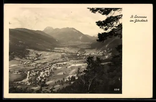 AK St. Lorenzen im Gitschtale, Talpanorama mit Ort