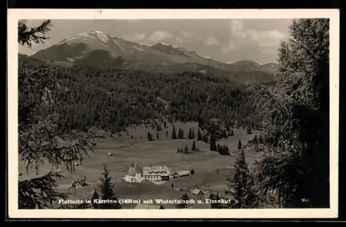 AK Flattnitz /Kärnten, Panorama mit Wintertalnock und Eisenhut, Gasthaus v. Hubert Lading