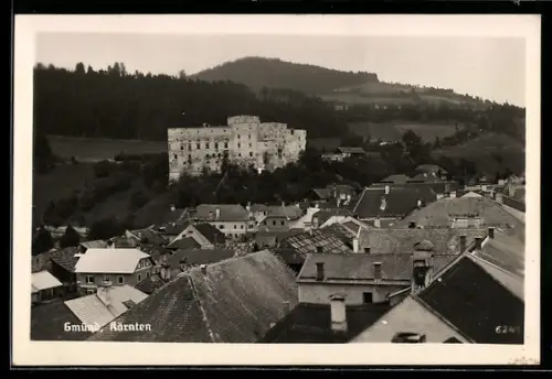 AK Gmünd /Kärnten, Ortsansicht mit Burgruine