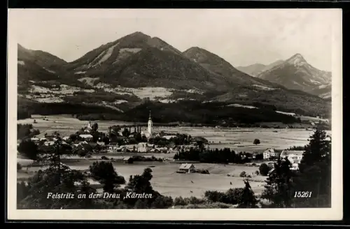 AK Paternion, Feistritz an der Drau, Ortspanorama mit Bergkulisse