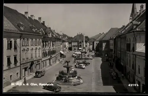AK St. Veit a. d. Glan, Hauptplatz mit Autos