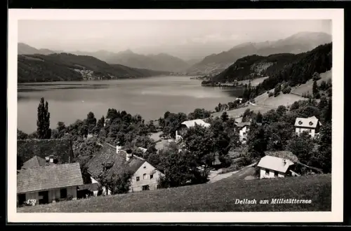 AK Dellach am Millstättersee, Panorama mit See und Bergen
