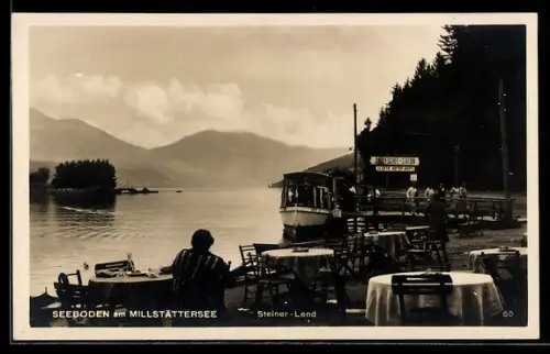 AK Seeboden am Millstättersee, Steiner-Lend, Seeterrasse mit Anlegestelle