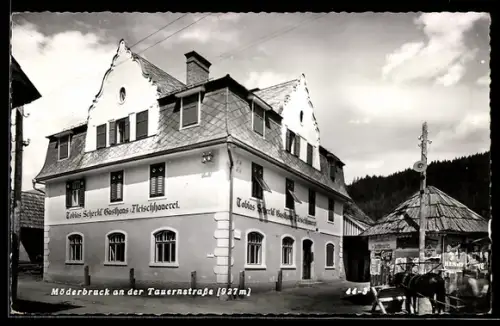 AK Möderbrugg an der Tauernstrasse, Gasthaus und Fleischhauerei Tobias Scheckl