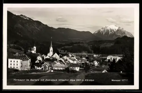AK Hermagor im Gailtale, Ortsansicht mit Dobratsch Villacher Alpe