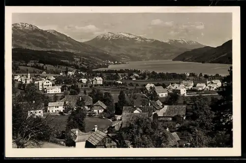 AK Seeboden, Panorama mit See und Gebirgspanorama