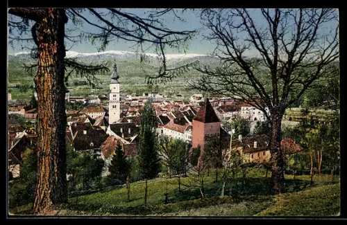 AK Wolfsberg /Kärnten, Panorama mit Kirche und Turm