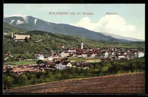AK Wolfsberg /Kärnten, Panorama mit der Koralpe