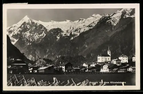 AK Kaprun, Ortsansicht mit Kirche und Kitzsteinhorn