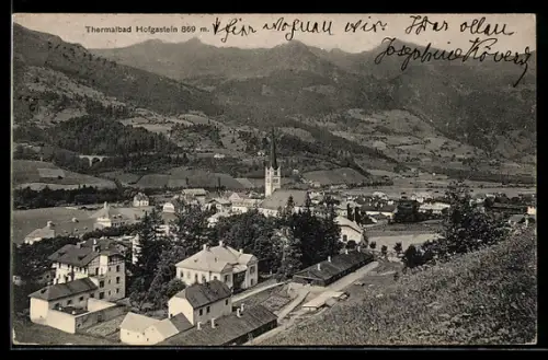 AK Hofgastein, Bergpanorama mit Kirche und Ortschaft