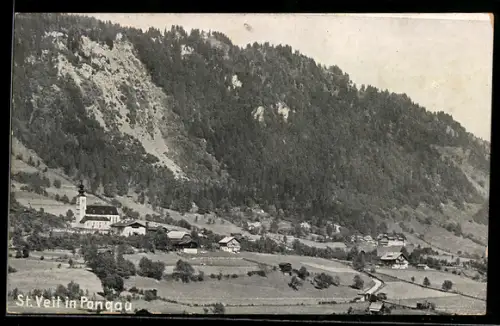 AK St. Veit in Pongau, Panorama mit Kirche und Berghang