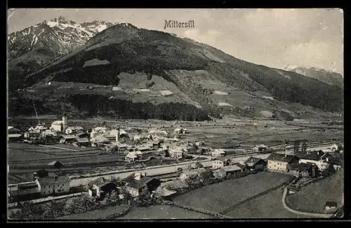 AK Mittersill, Panorama mit Ort und Gebirgskulisse