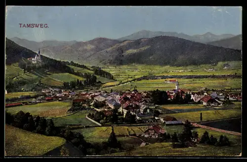 AK Tamsweg, Panorama mit Kirche und Bergkulisse
