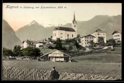 AK Kaprun in Salzburg, Teilansicht mit Kirche