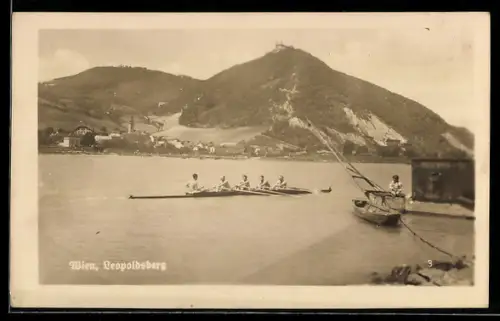 AK Wien, Leopoldsberg mit Ruderboot